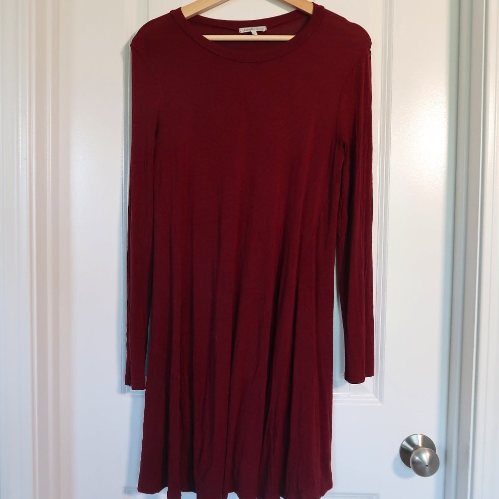 Long Sleeve Maroon Dress